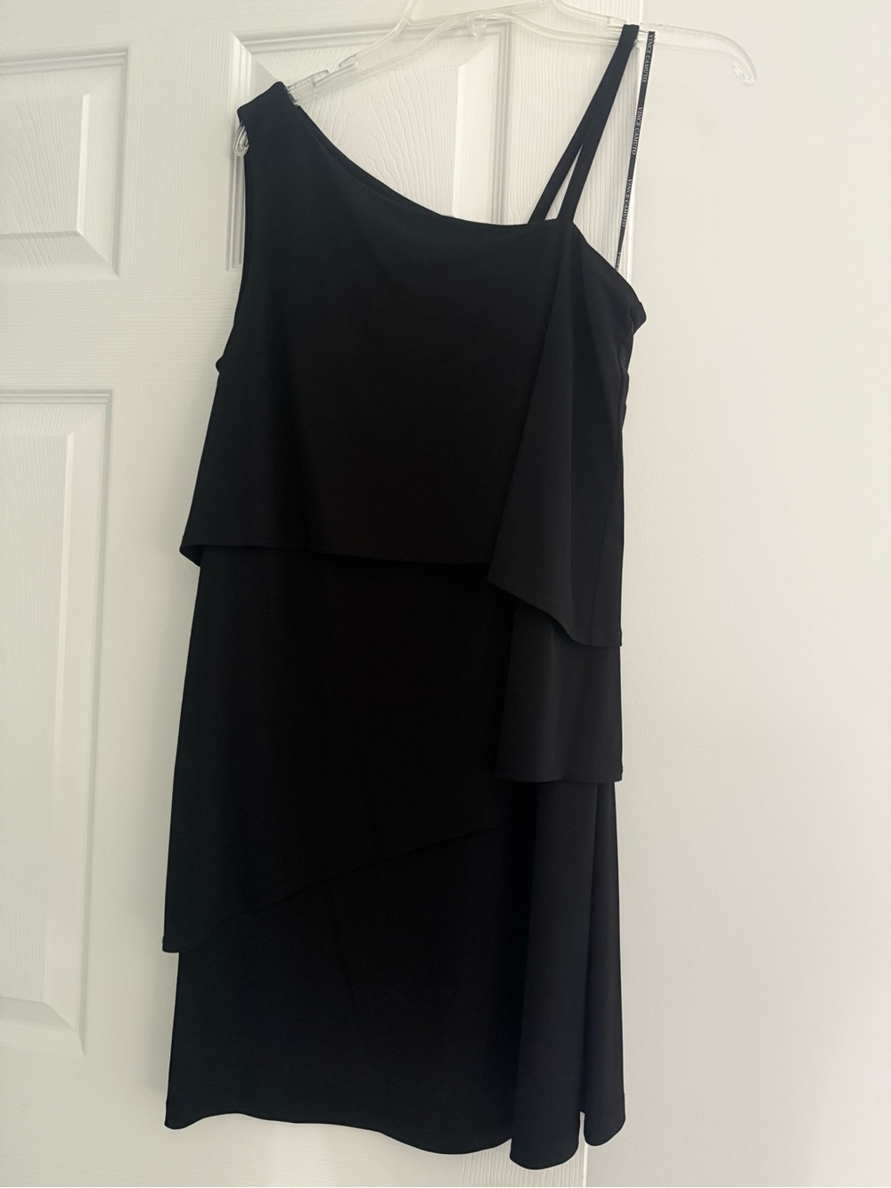Black Asymmetrical Layered One-Shoulder Dress